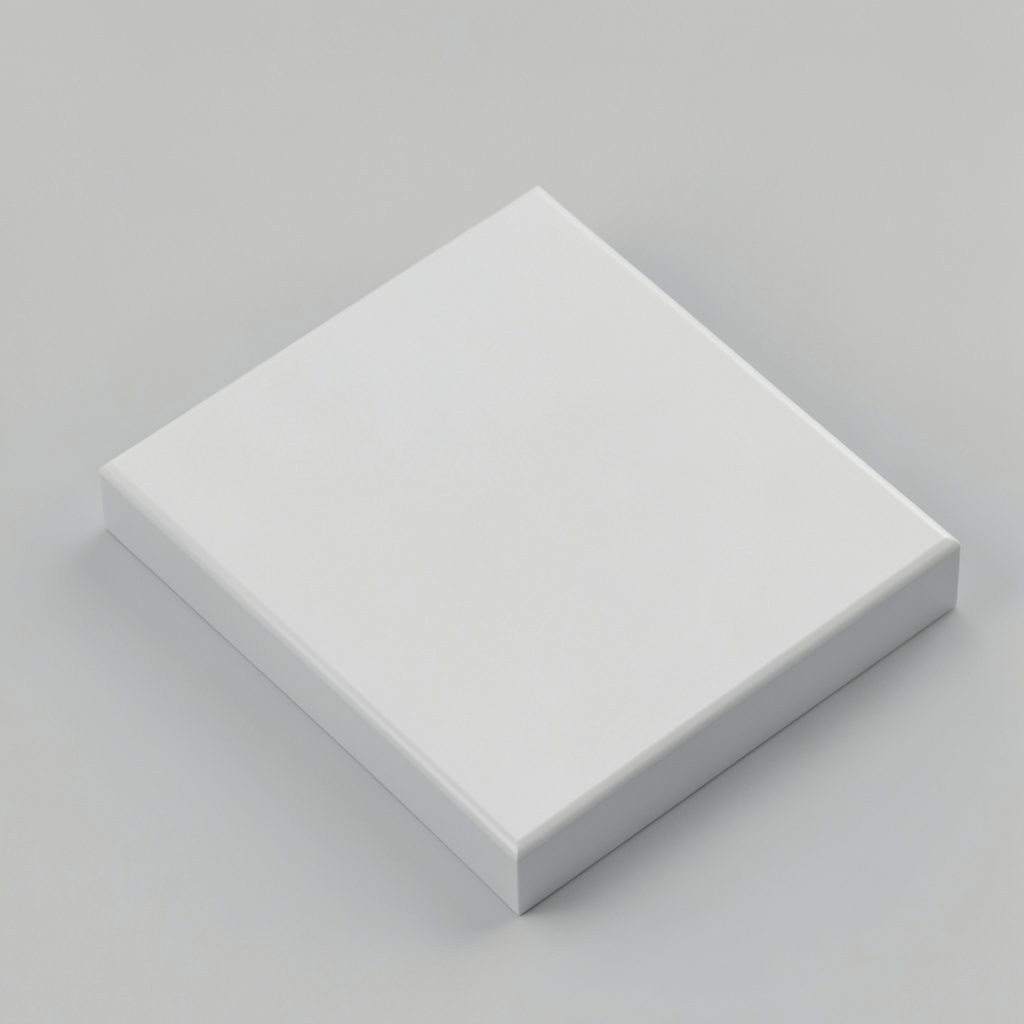 Isometric 3D render of a tidy wooden desk with stacked notebooks, a brass lamp, and scattered index cards in warm cream and amber tones, soft afternoon light.