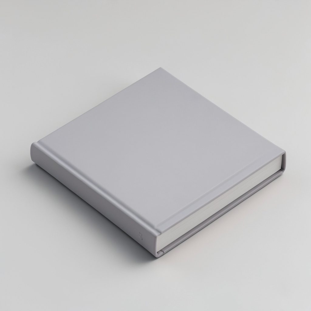 An isometric 3D render of an open leather journal on a warm wooden desk, bathed in soft amber light, with stacked books beside it in muted cream and dark blue tones.